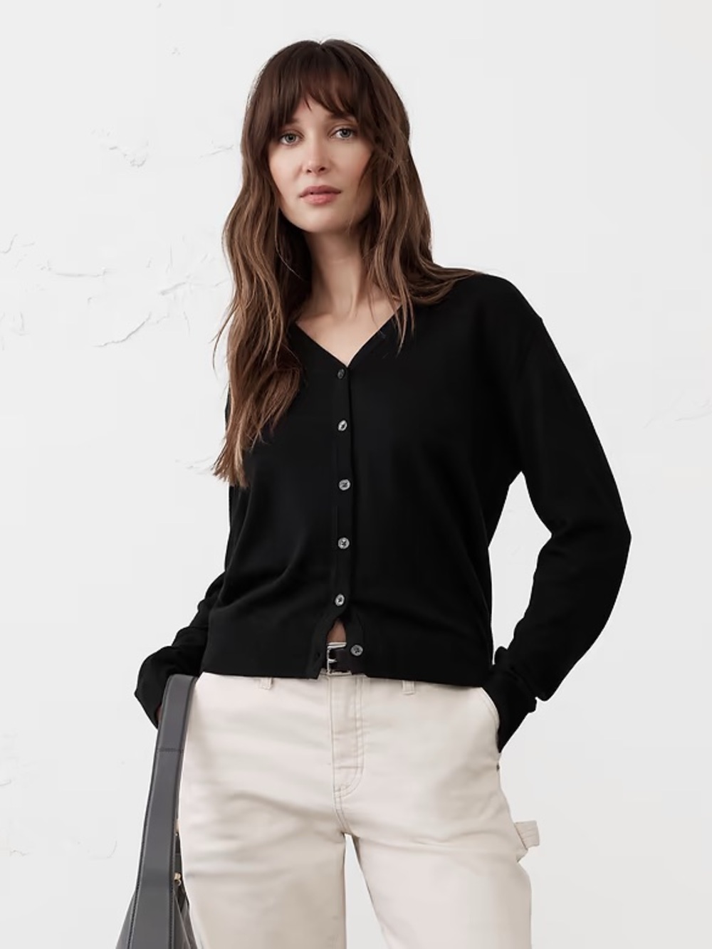 Banana Republic Forever V-Neck Cardigan - Black, size XL